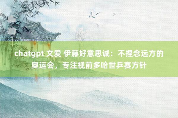 chatgpt 文爱 伊藤好意思诚：不捏念远方的奥运会，专注视前多哈世乒赛方针