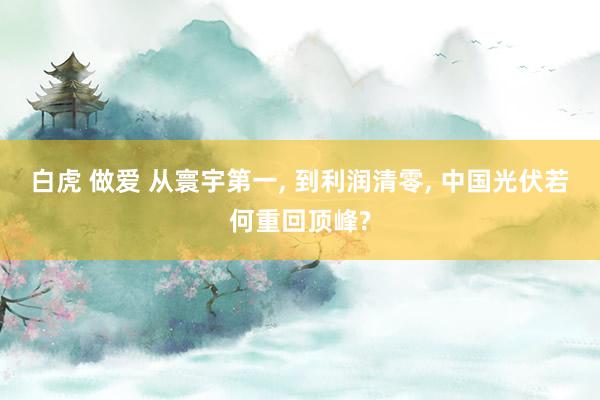 白虎 做爱 从寰宇第一, 到利润清零, 中国光伏若何重回顶峰?
