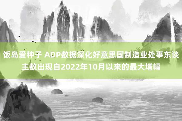 饭岛爱种子 ADP数据深化好意思国制造业处事东谈主数出现自2022年10月以来的最大增幅