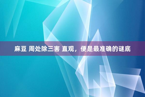 麻豆 周处除三害 直观，便是最准确的谜底