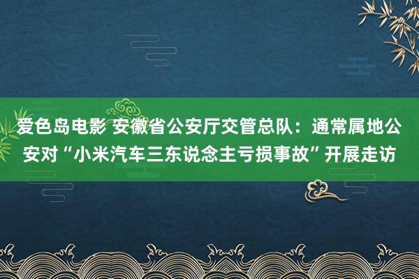 爱色岛电影 安徽省公安厅交管总队：通常属地公安对“小米汽车三东说念主亏损事故”开展走访
